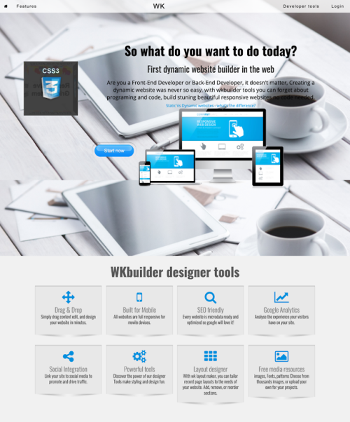 WkWebBuilder - the first dynamic website builder, who are using the HTML5 boilerplate as the front-end template for all pages that are built by the system.