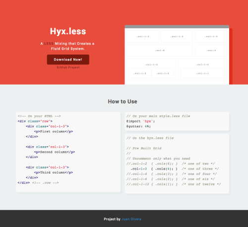 Hyx.less - A LESS Mixing that creates a modular fluid grid system