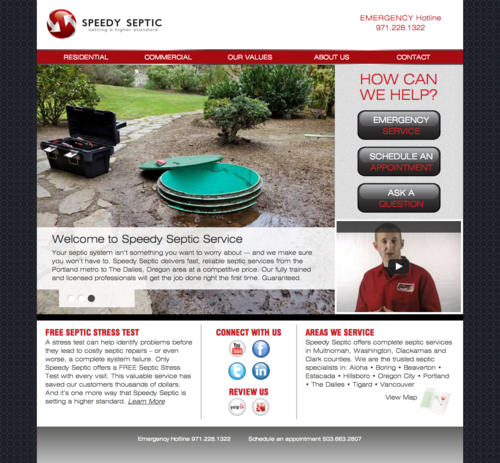 Speedy Septic Service - The new Speedy Septic site, built using HTML5 Boilerplate, by Fish Marketing features a responsive UI for maximum accessibility no matter the visitor’s screen size.