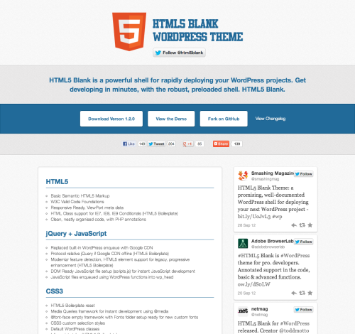 HTML5 Blank - A deployment theme for WordPress, built for rapid project deployment with preloaded goodness.